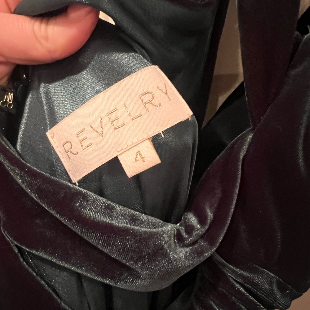 Revelry Deep Green Velvet Gown - Picture 4 of 5